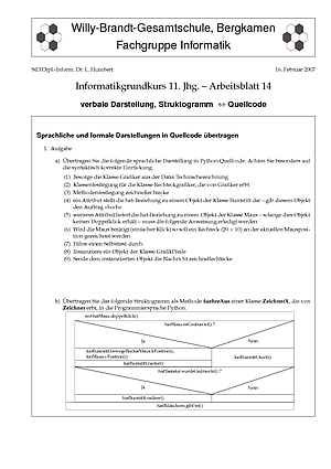 Arbeitsblatt mit verbaler Darstellung und Struktogramm – Humbert