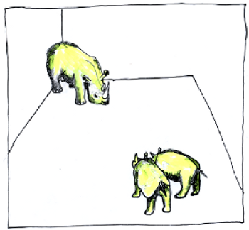 Karikatur – drei Nashörner im Münsteraner Zoo