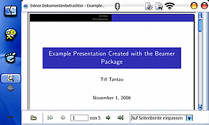 Bildschirmansicht Nokia 770 - Evince zeigt das Ergebnis