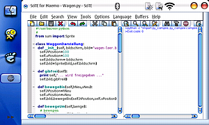 Bildschirmansicht Nokia 770 - SciTE - Python