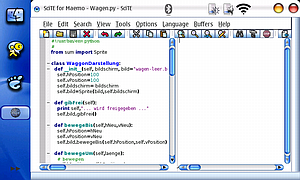 Bildschirmansicht Nokia 770 - SciTE - Python
