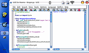 Bildschirmansicht Nokia 770 - SciTE - Python